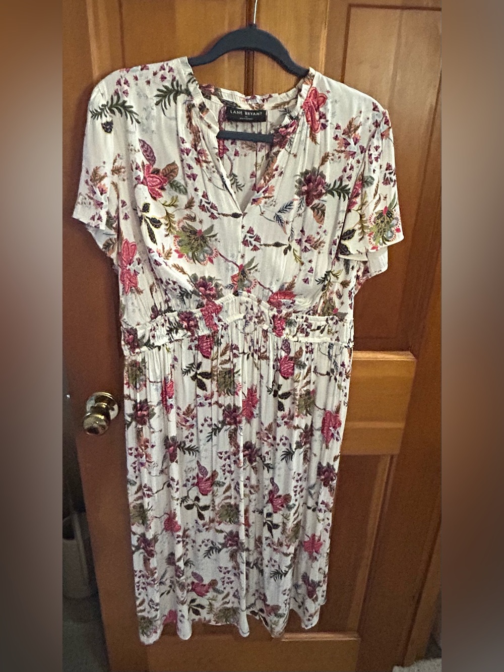 Lane Bryant Cream Maxi Dress Floral Print